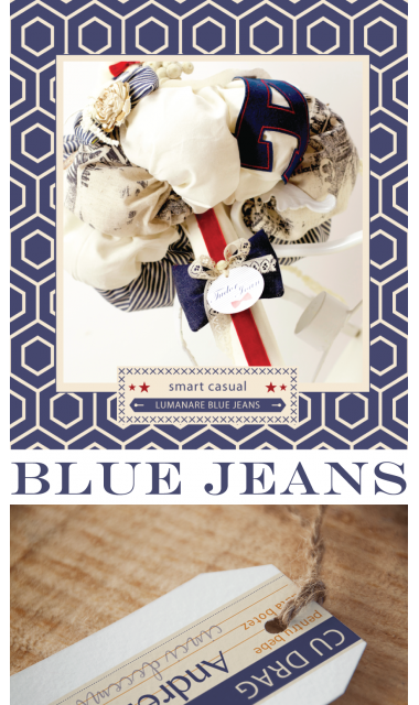 Lumanare botez pentru baieti cu blugi si ursulet de plus, 65x4 cm, Denim Blue Jeans 7
